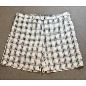 Savane Deck Shorts Mens 46 White Plaid Pocketed Belted‎ Casual Zip Men NWOT